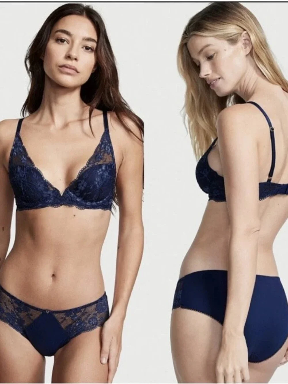 Victoria's Secret Love Cloud Matching Bra Panty Set 34B M Ensign Plunge NWT